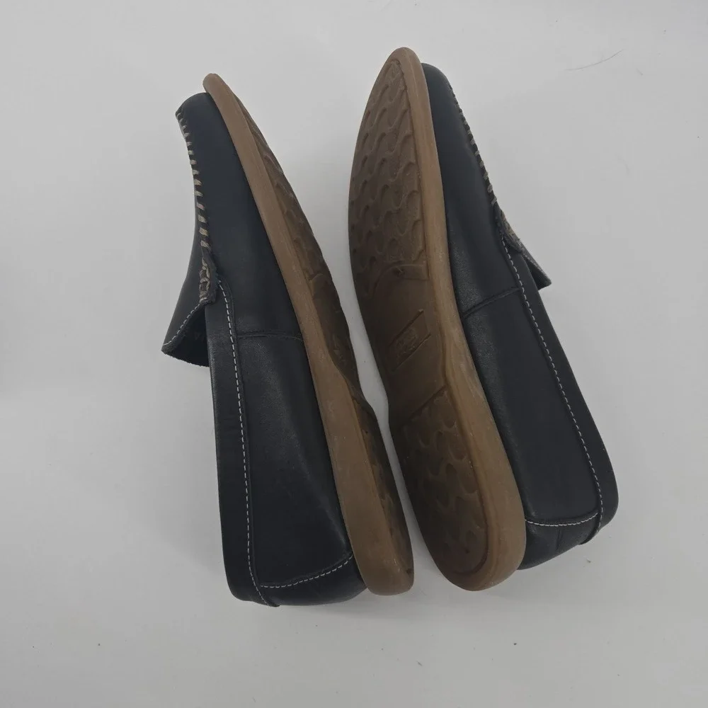 Oh...DEER! Java Loafer Shoes Womens 8.5 M Moc Toe Slip On Low Leather Black